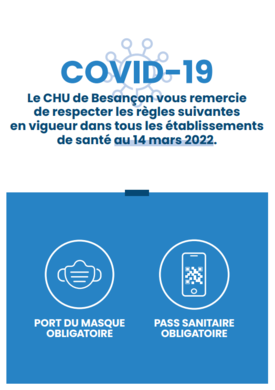 Information Covid-19 : le port du masque et la présentation du pass sanitaire restent obligatoires au CHU
