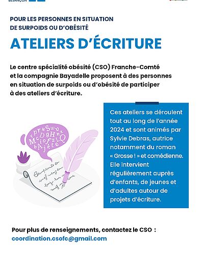 Personnes en situation de surpoids ou d'obésité : proposition d'ateliers d'écriture