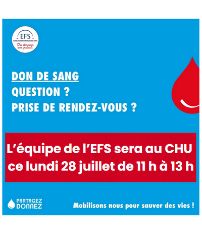 Don de sang : l’EFS au CHU le 28 juillet