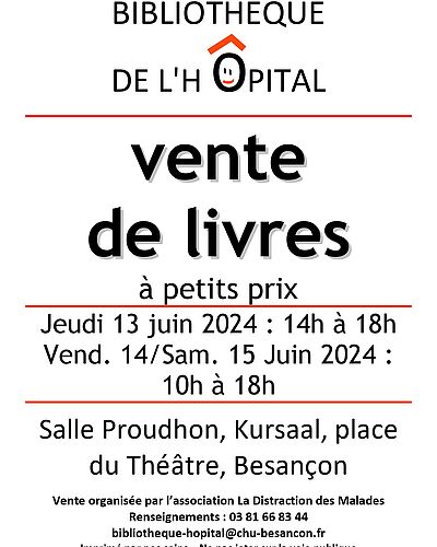 Vente de livres de la Bibliothèque de l'hôpital du 13 au 15 juin