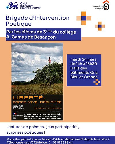 Printemps des Poètes : la poésie s’invite au CHU mardi 24 mars
